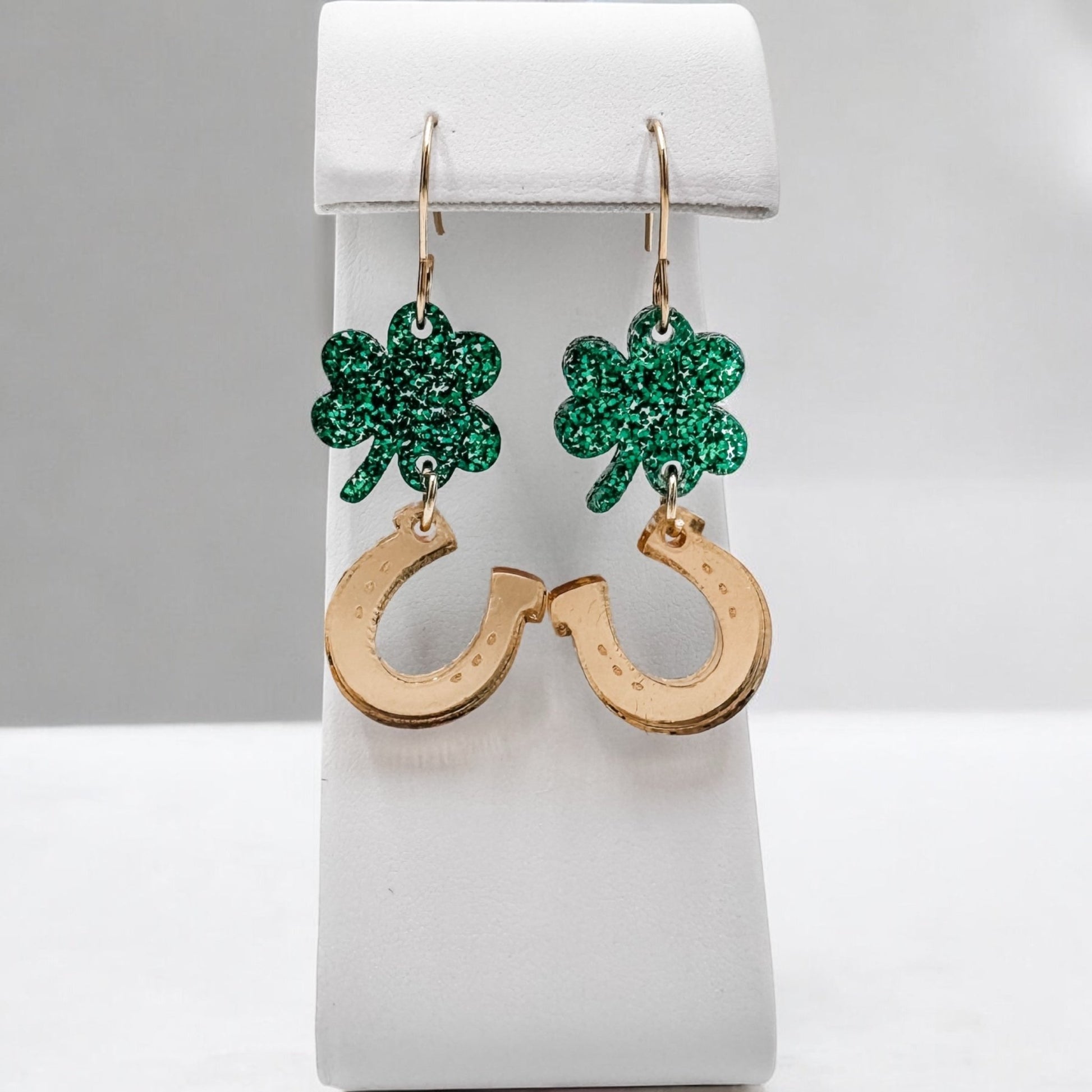 Gold Lucky Charms Shamrock St. Patrick's Day Dangle Earrings - Embellish My Heart