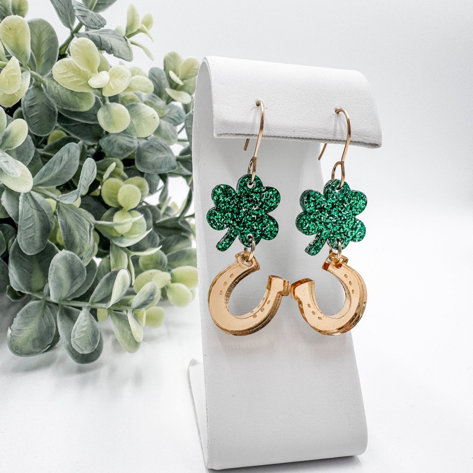 Gold Lucky Charms Shamrock St. Patrick's Day Dangle Earrings - Embellish My Heart