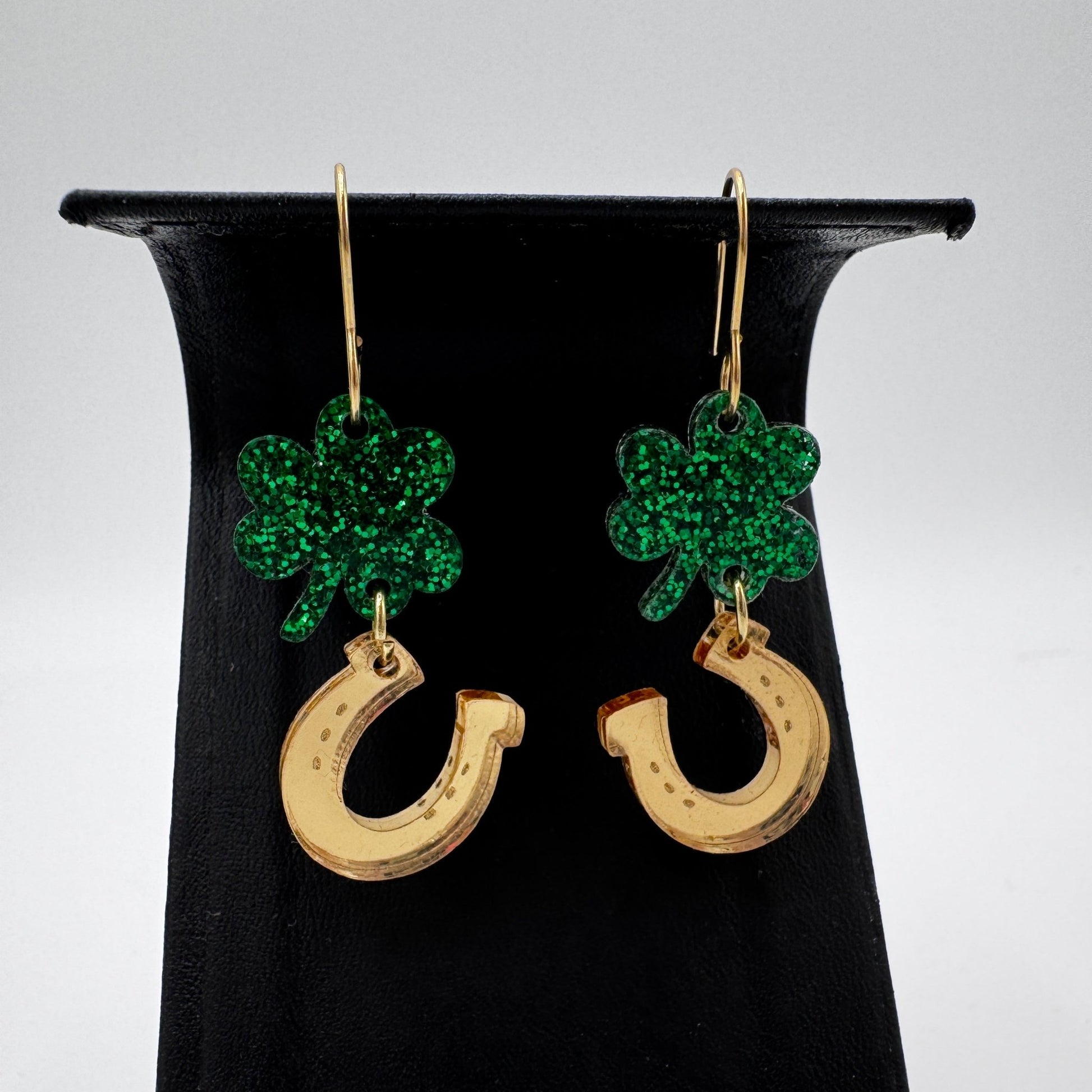 Gold Lucky Charms Shamrock St. Patrick's Day Dangle Earrings - Embellish My Heart