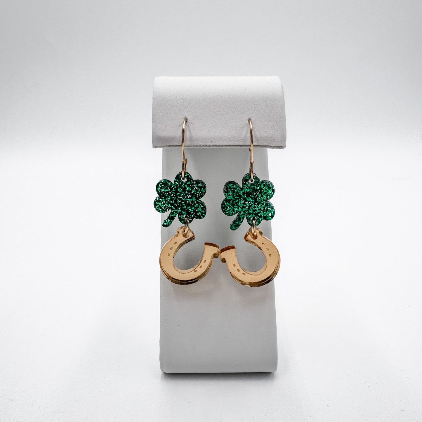 Gold Lucky Charms Shamrock St. Patrick's Day Dangle Earrings - Embellish My Heart