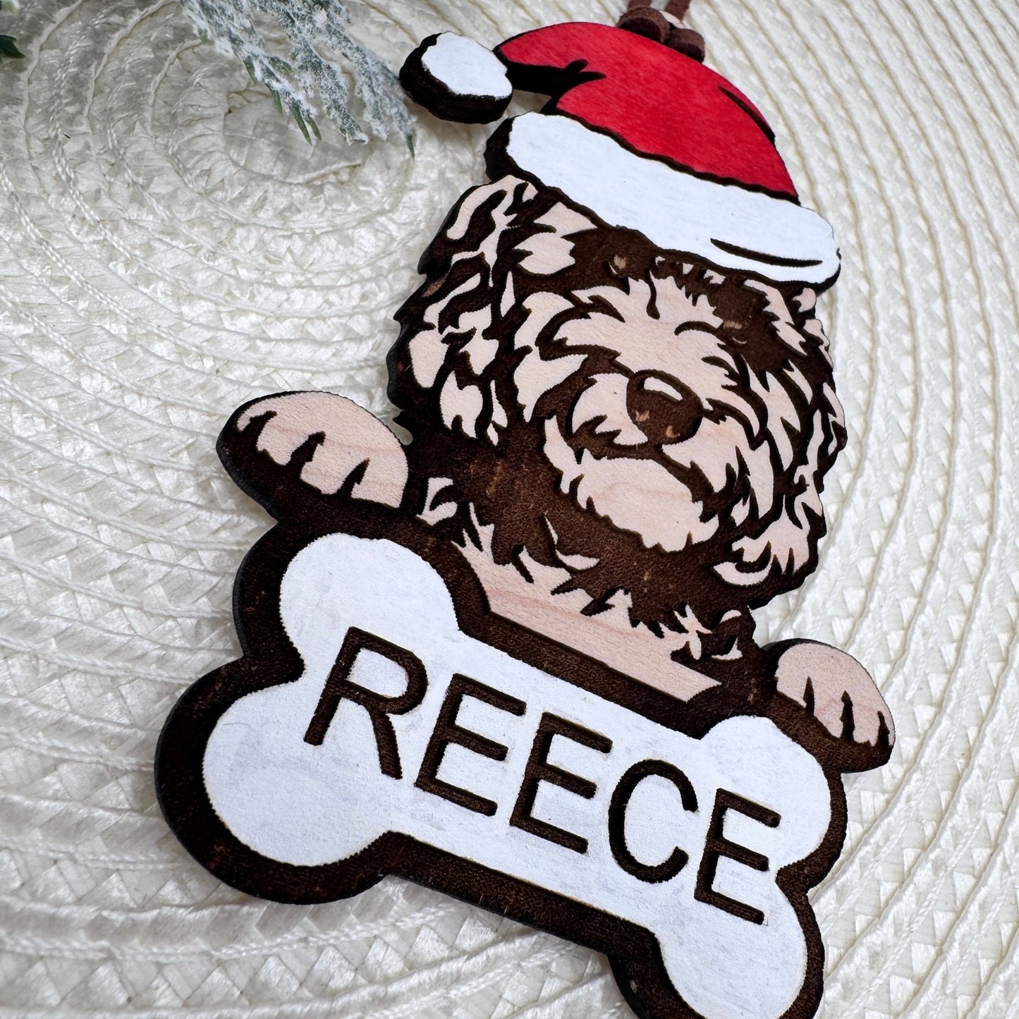 Labradoodle Personalized Ornament with Dog Bone - Embellish My Heart