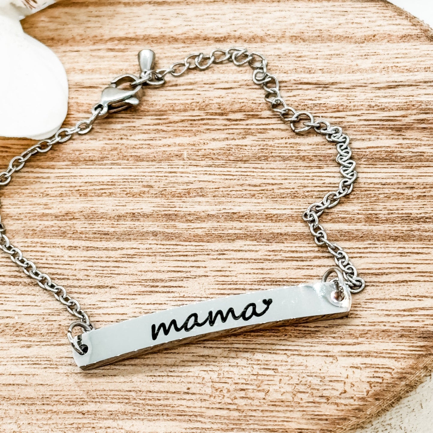 Mama Curved Bar Bracelet Stainless Steel - Embellish My Heart