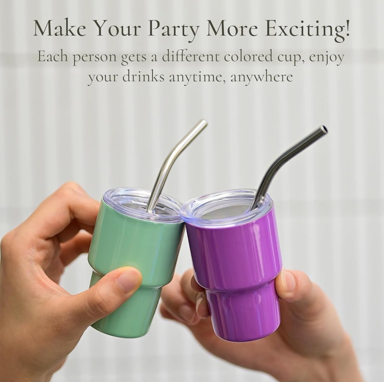 Mini Shot Tumbler with Lid and Straw – 3oz Double - Wall Stainless Steel for Parties, Travel & More - Embellish My Heart