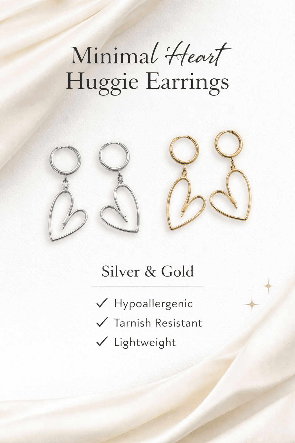 Minimal Heart Huggie Earrings - Embellish My Heart