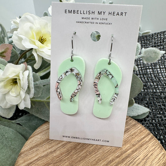 Mint Blossom Flip Flop Earrings - Embellish My Heart