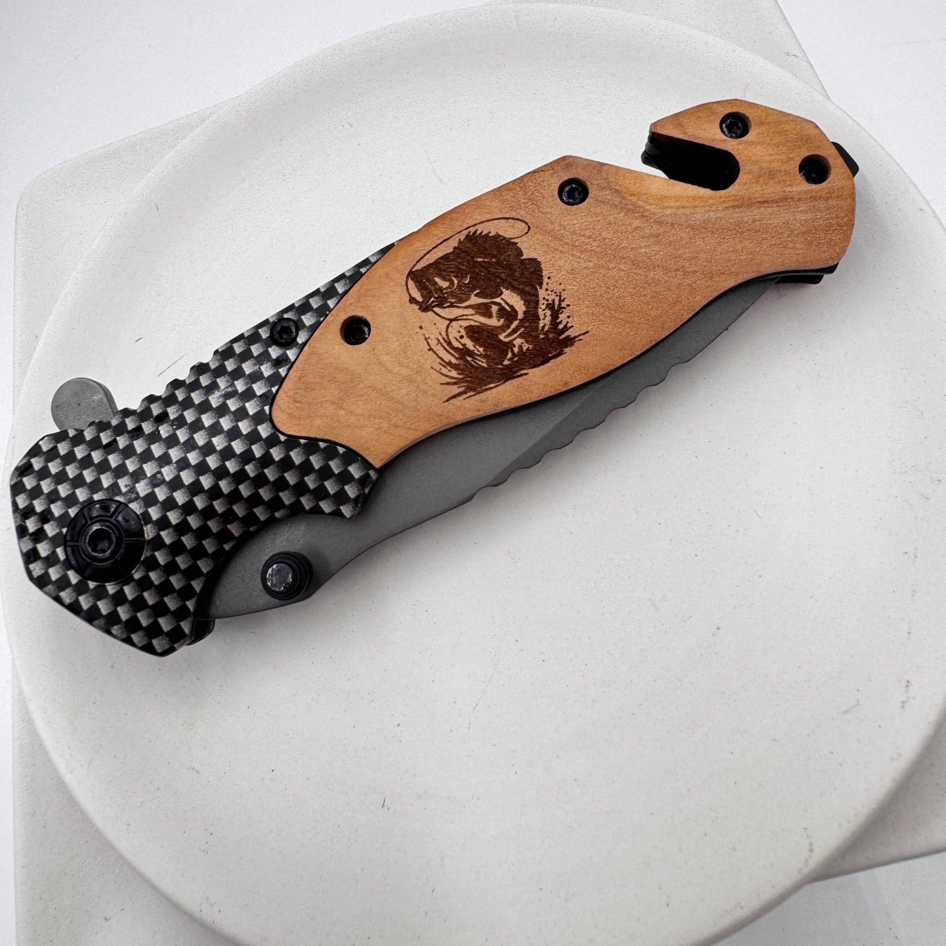 Olive Wood Pocket Knife with Emergency Tools – Engravable, Multi - Functional Folding Knife - Embellish My Heart
