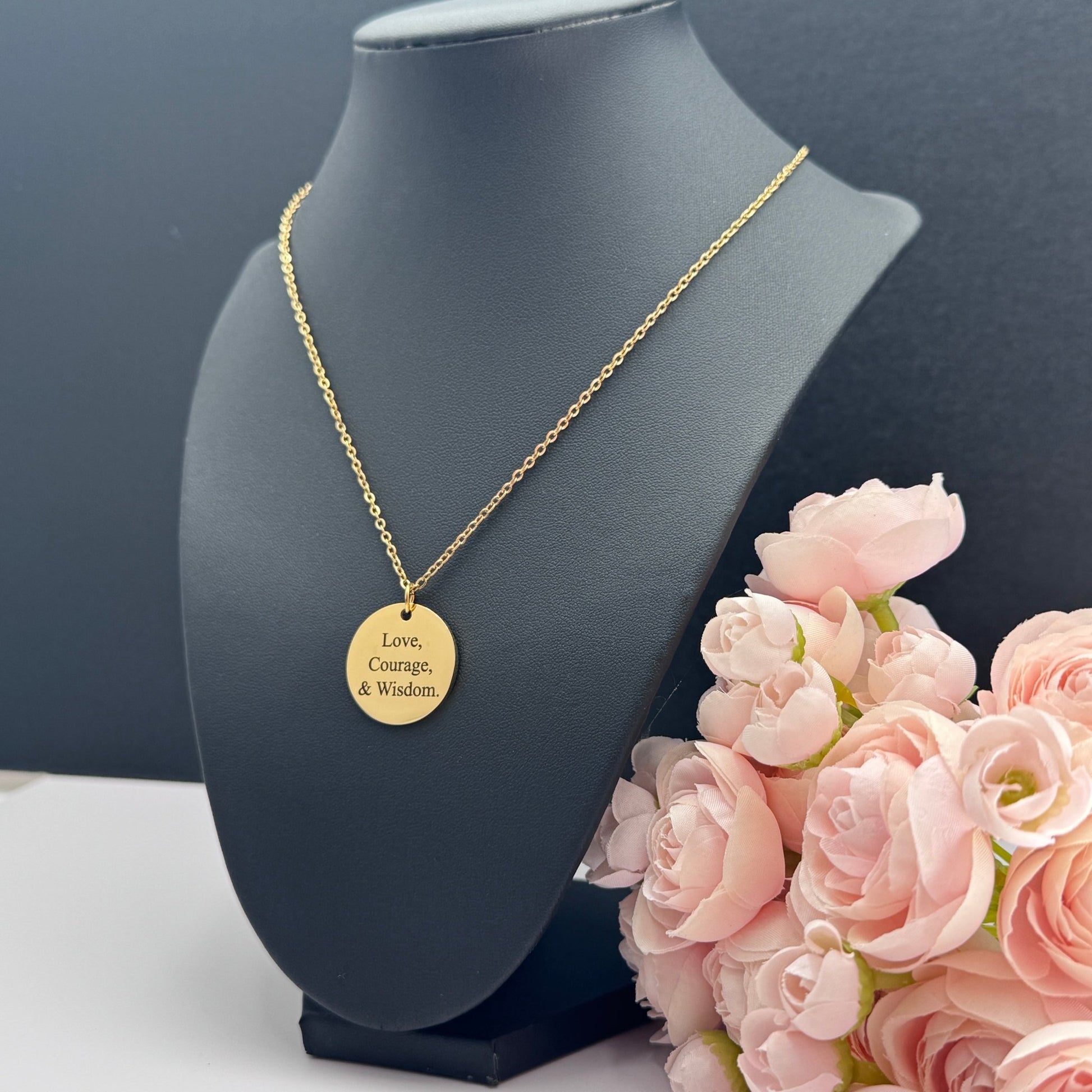 Personalized 25mm Disc Necklace – Custom Engraved Pendant in Silver, Gold, or Rose Gold | Stainless Steel Jewelry Gift - Embellish My Heart
