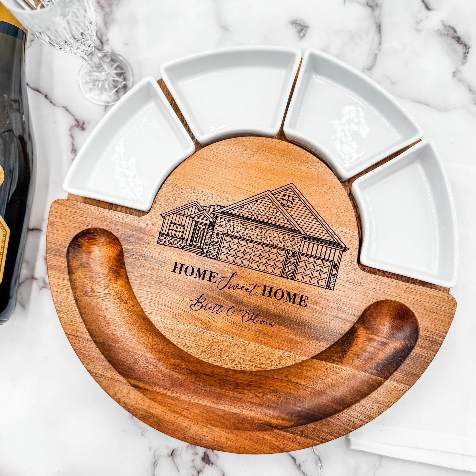 Personalized Charcuterie Cutting Board with Knives & Ramekins – Wedding Gift, Housewarming Gift, Closing Gift - Embellish My Heart