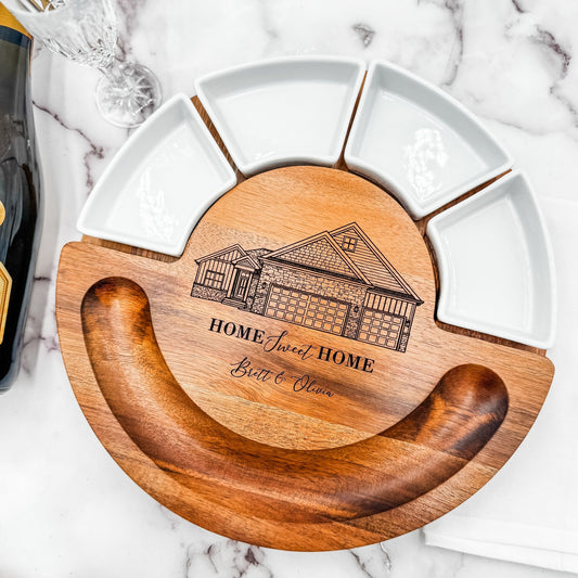 Personalized Charcuterie Cutting Board with Knives & Ramekins – Wedding Gift, Housewarming Gift, Closing Gift - Embellish My Heart