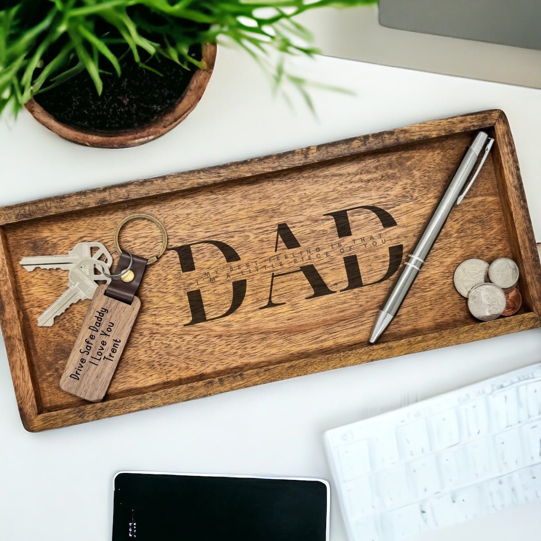 Personalized Empty your Pockets Daddy Engraved Catch All Tray, Father's Day Gift, Birthday, Custom Tray for Dad - Embellish My Heart