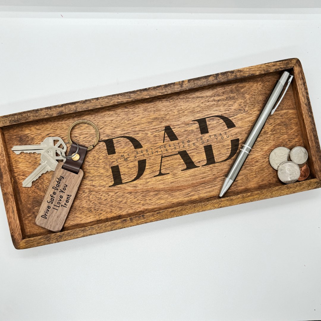 Personalized Empty your Pockets Daddy Engraved Catch All Tray, Father's Day Gift, Birthday, Custom Tray for Dad - Embellish My Heart