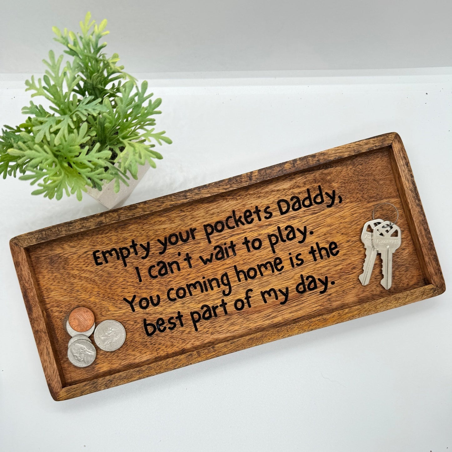 Personalized Empty your Pockets Daddy Engraved Catch All Tray, Father's Day Gift, Birthday, Custom Tray for Dad - Embellish My Heart