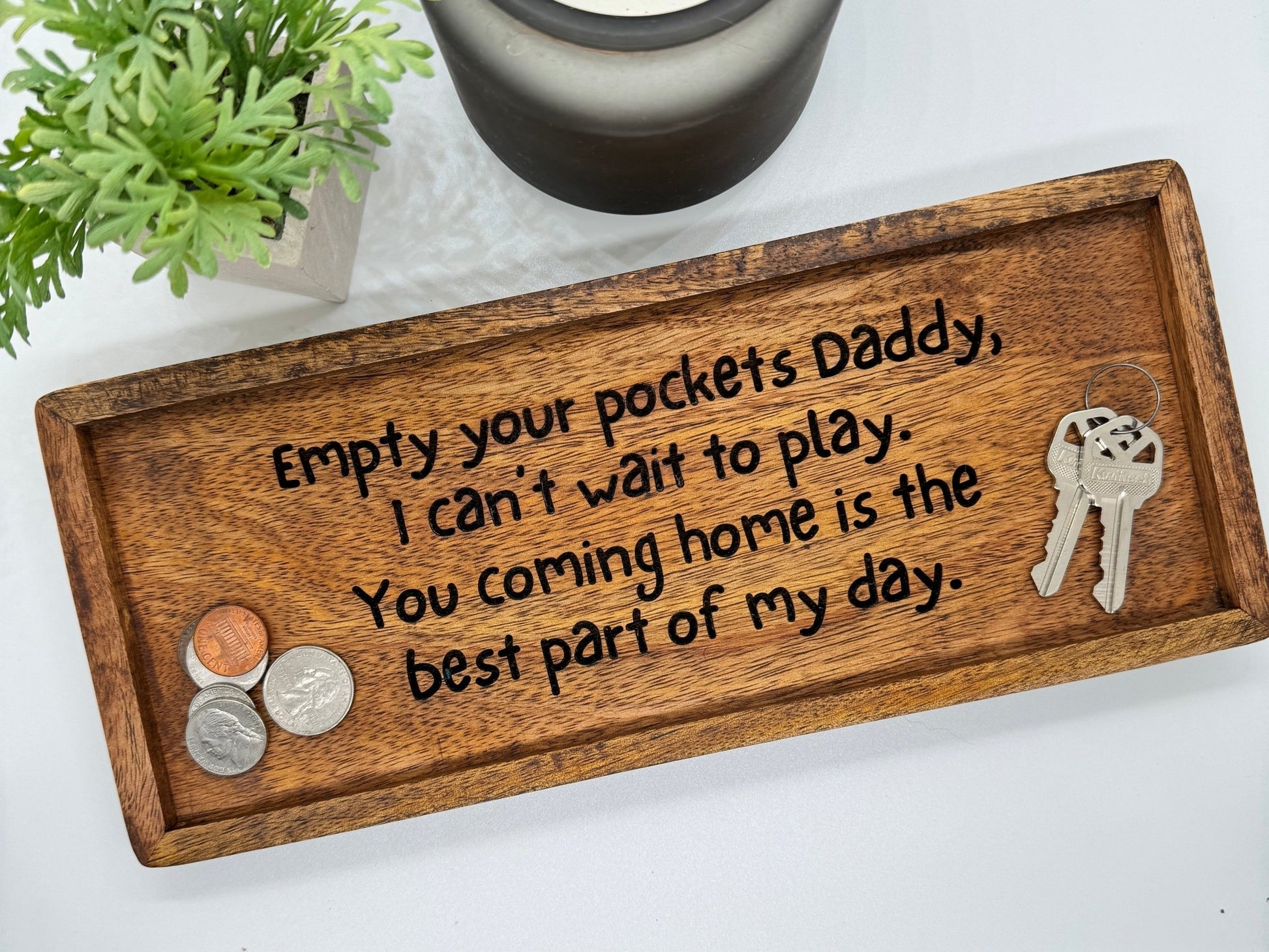 Personalized Empty your Pockets Daddy Engraved Catch All Tray, Father's Day Gift, Birthday, Custom Tray for Dad - Embellish My Heart