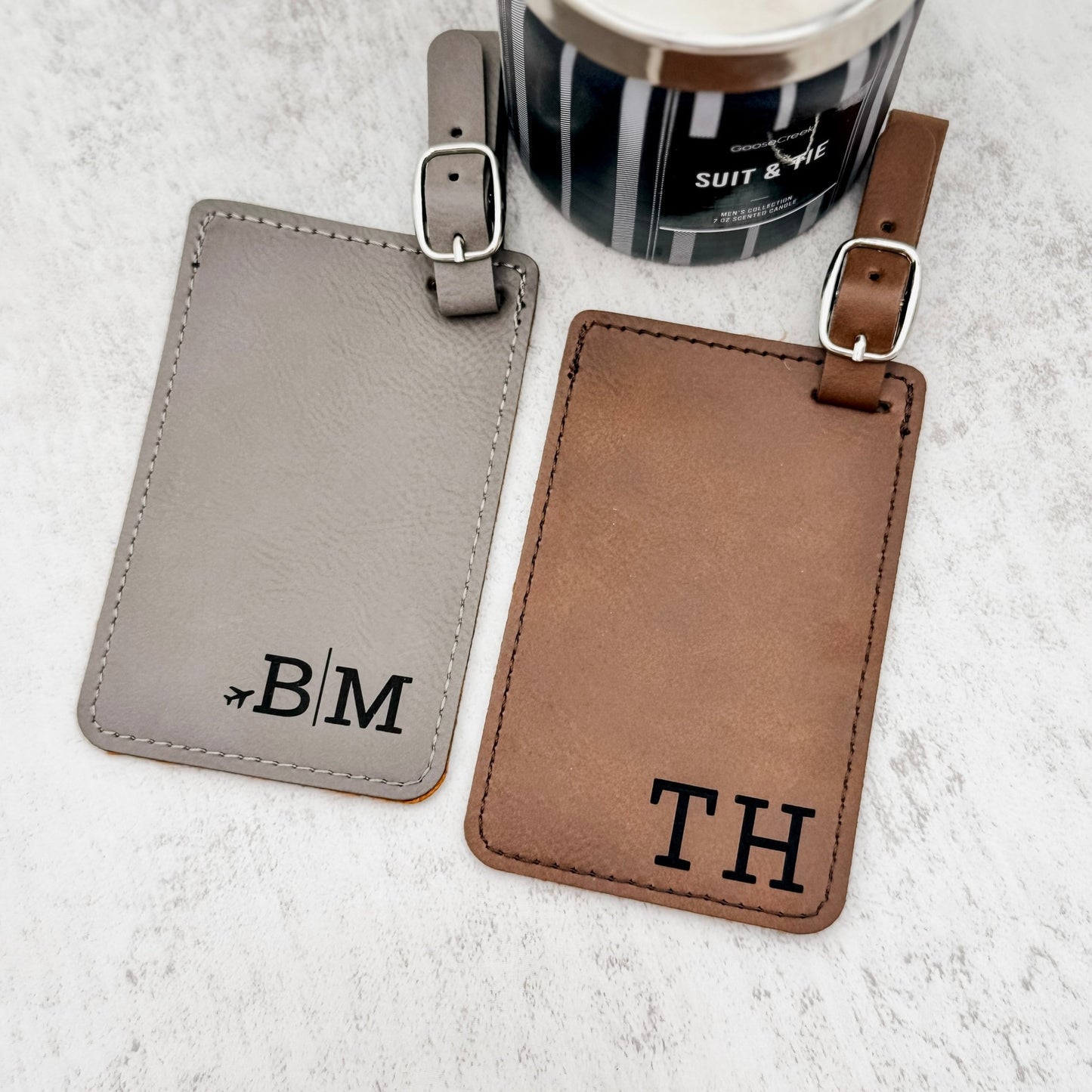Personalized Leather Luggage Tag – Custom Initials Travel Gift - Embellish My Heart