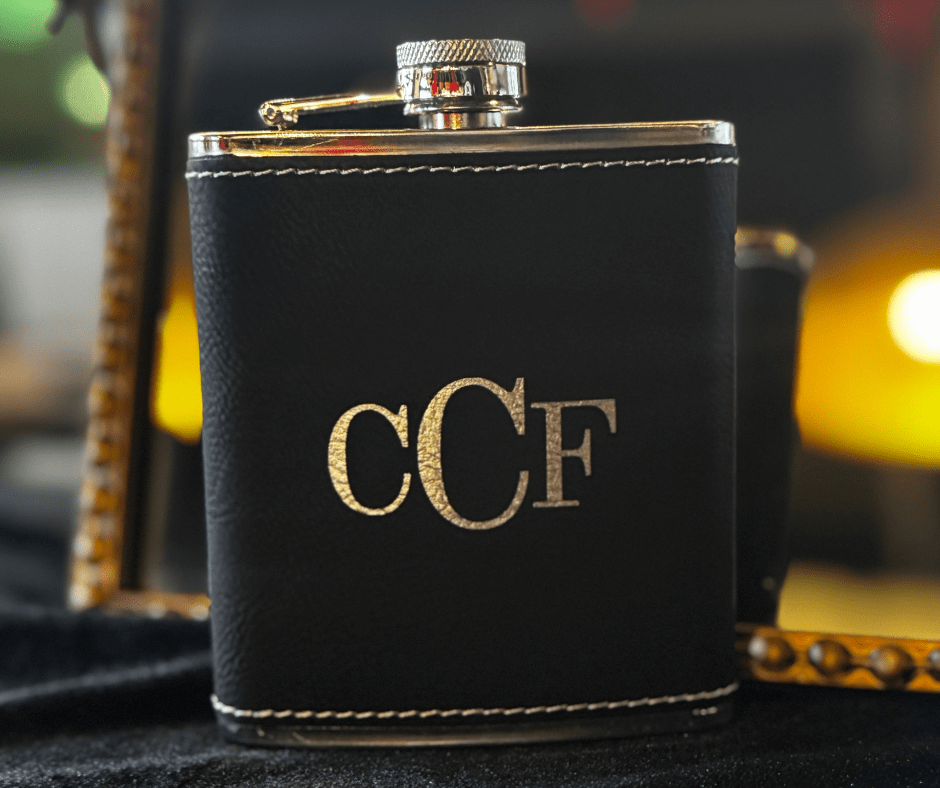 Personalized Leatherette Flask for Groomsmen Custom Engraved Wedding Party Gift - Embellish My Heart