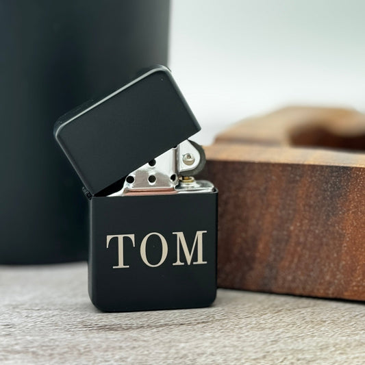 Personalized Lighter | Custom Engraved Lighter | Matte Black Lighter in Black Tin - Embellish My Heart