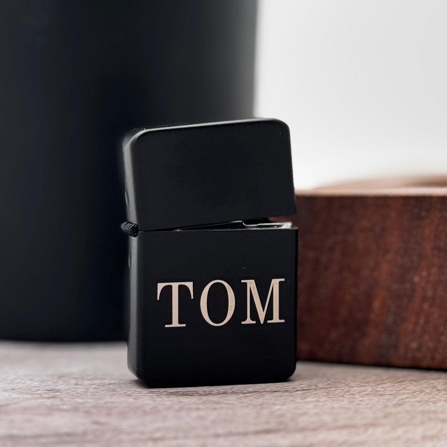 Personalized Lighter | Custom Engraved Lighter | Matte Black Lighter in Black Tin - Embellish My Heart
