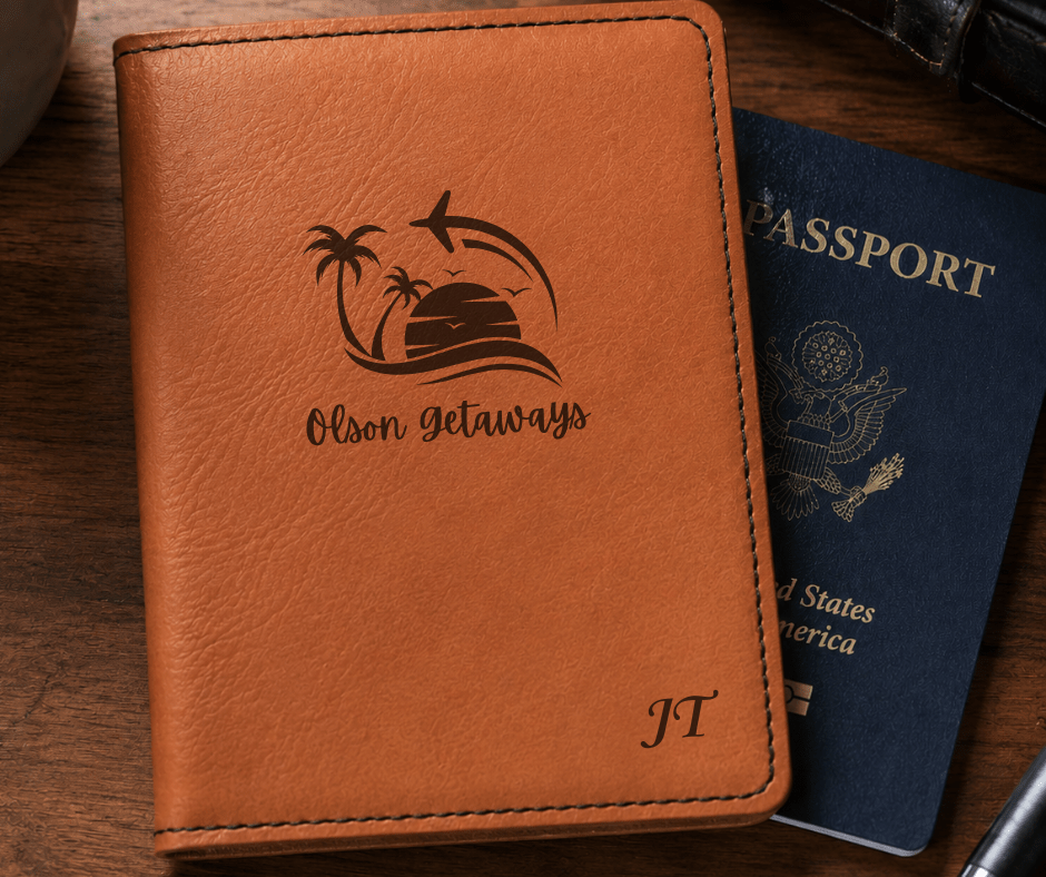 Personalized Passport Holder | Custom Travel Wallet with Initials | Passport Cover Gift for Travelers, Honeymoon, Travel Agent Gift - Embellish My Heart