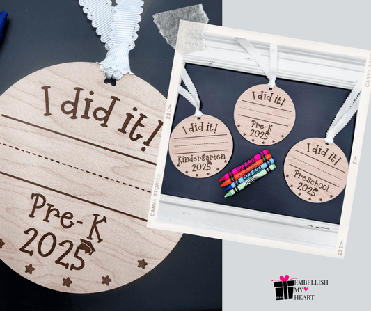 Personalized Preschool & Kindergarten Graduation Keepsake Ornaments - Customizable with School Name or Logo - Embellish My Heart