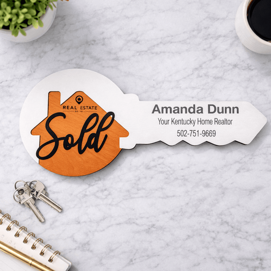 Personalized Realtor Closing Key | Custom Sold Photo Prop | Real Estate Closing Day Sign | Branded Client Photo Key - Embellish My Heart