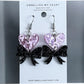 Pink Sequins Heart with Black Bow Valentine’s Day Dangle Earrings - Embellish My Heart