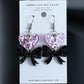 Pink Sequins Heart with Black Bow Valentine’s Day Dangle Earrings - Embellish My Heart