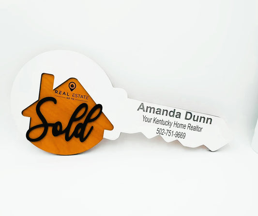 Personalized Realtor Closing Key | Custom Sold Photo Prop | Real Estate Closing Day Sign | Branded Client Photo Key