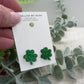 Irish Glitter Shamrock St. Patricks Day Stud Earrings