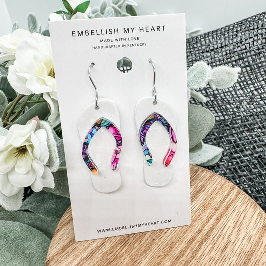 Rainbow Breeze Flip Flop Earrings - Embellish My Heart