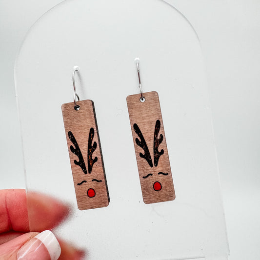 Reindeer Bar Antler Dangle Earrings - Embellish My Heart