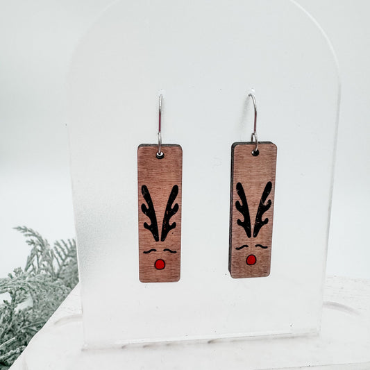 Reindeer Bar Antler Dangle Earrings - Embellish My Heart