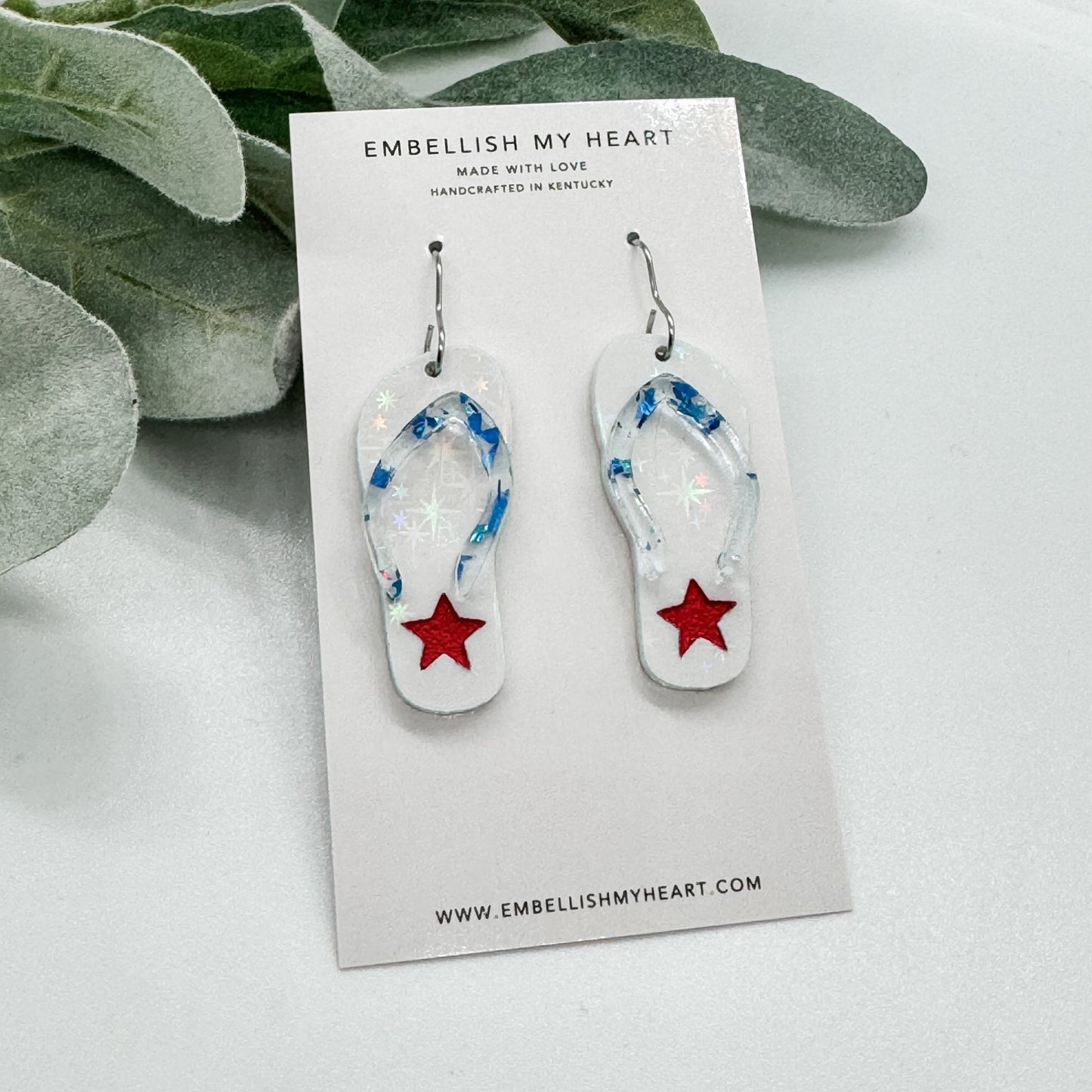 Star Spangled Flip Flop Earrings - Embellish My Heart