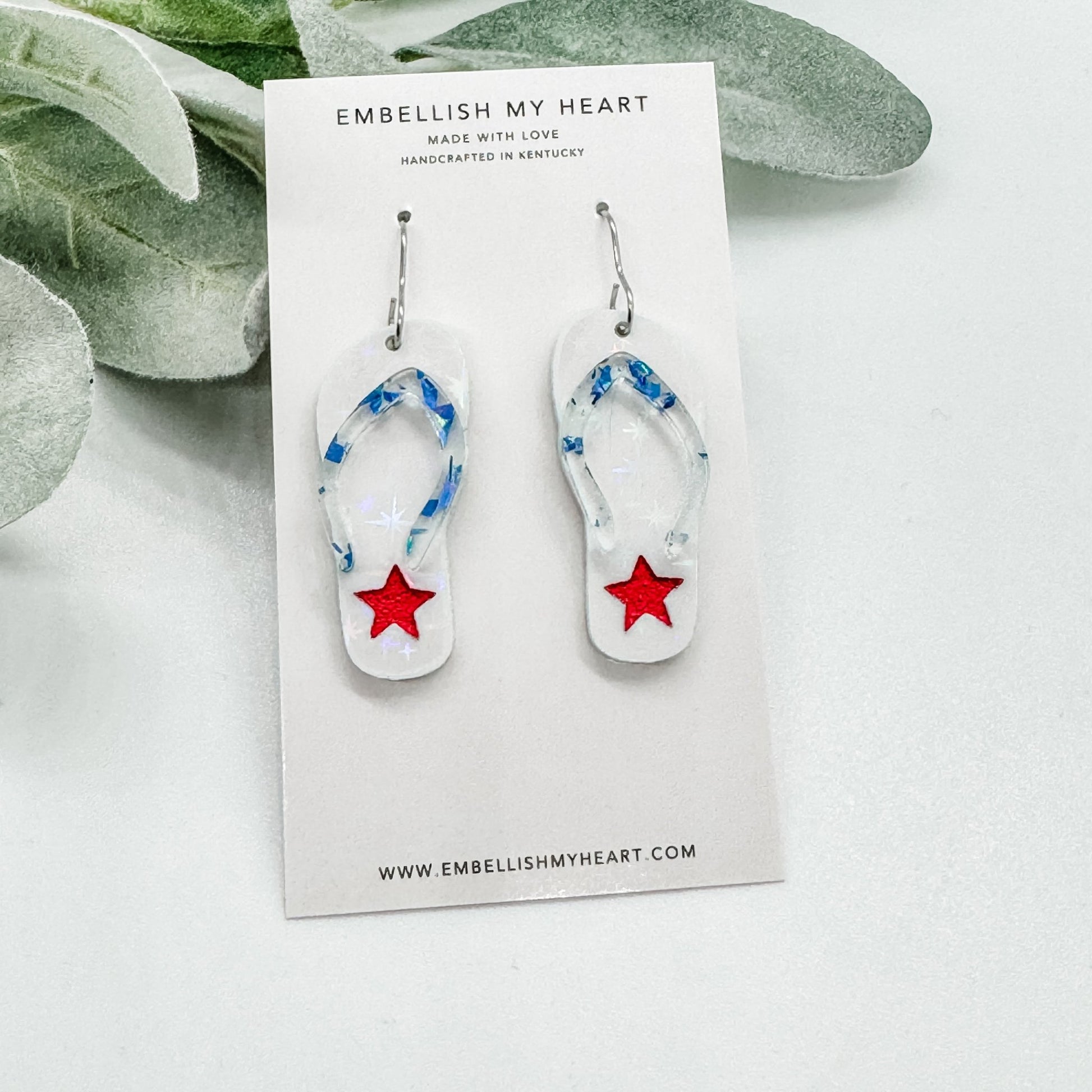 Star Spangled Flip Flop Earrings - Embellish My Heart