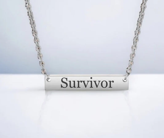 Survivor Horizontal Bar Stainless Steel Necklace - Embellish My Heart