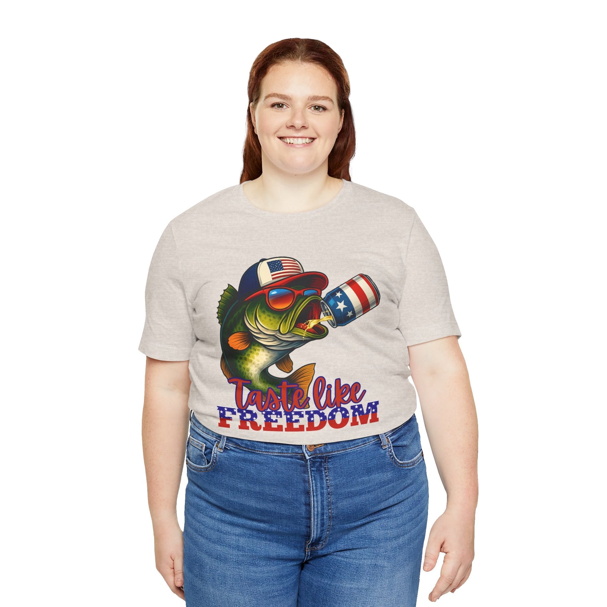 Tastes Like Freedom Shirt | Funny Patriotic Fishing Tee | 4th of July Lake Shirt for Men | Red White and Blue Bass Shirt - Embellish My Heart