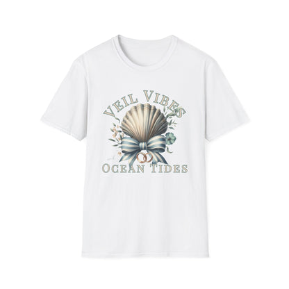 Veil Vibes and Ocean Tides Bride Wedding Bachelorette T-Shirt, Unisex Tee Shirt, Beach Wedding Party Top, Bridal Shower Gift, Wedding - Embellish My Heart
