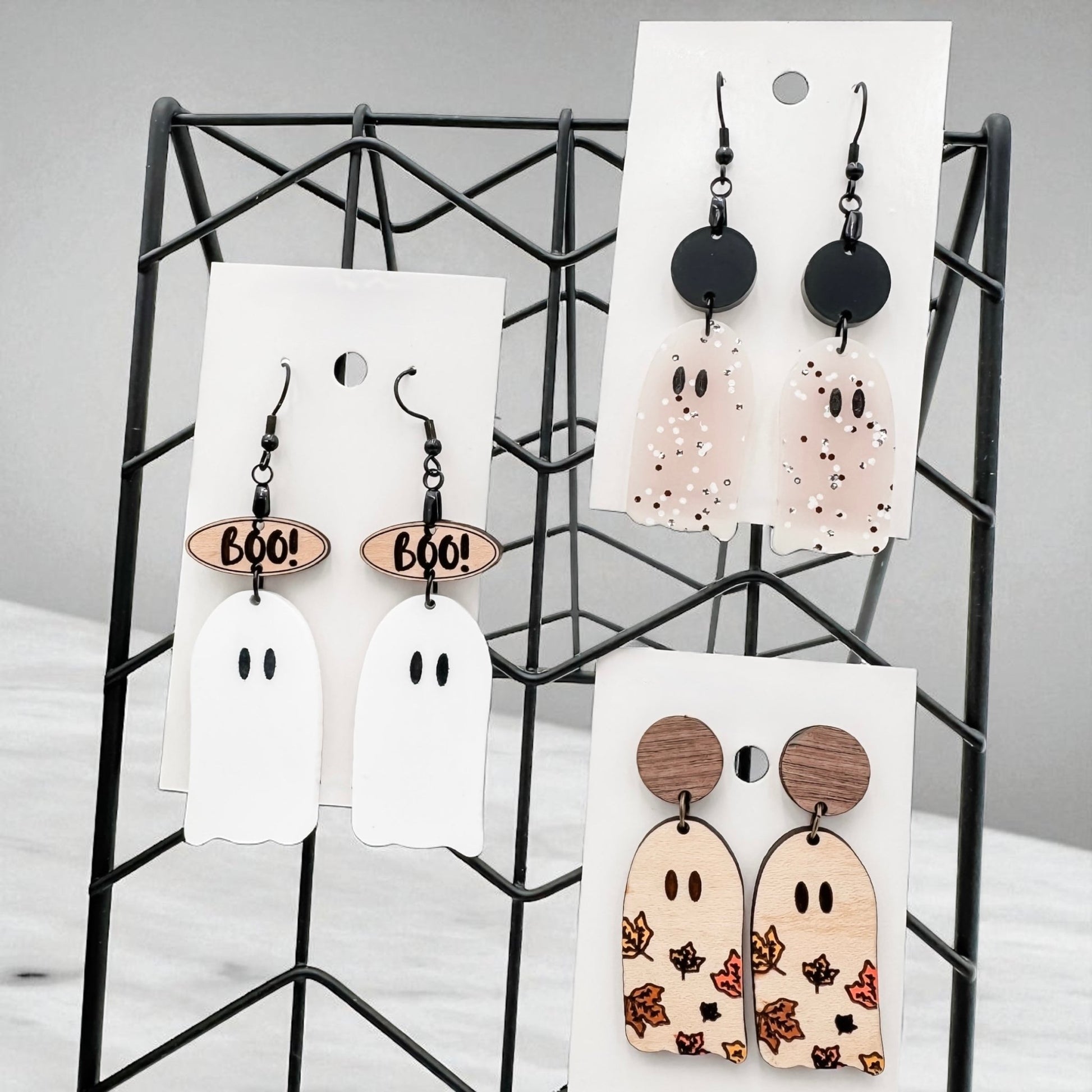 Wholesale – Ghost Earrings – Handmade Lightweight Halloween Jewelry – 3 Styles - Embellish My Heart