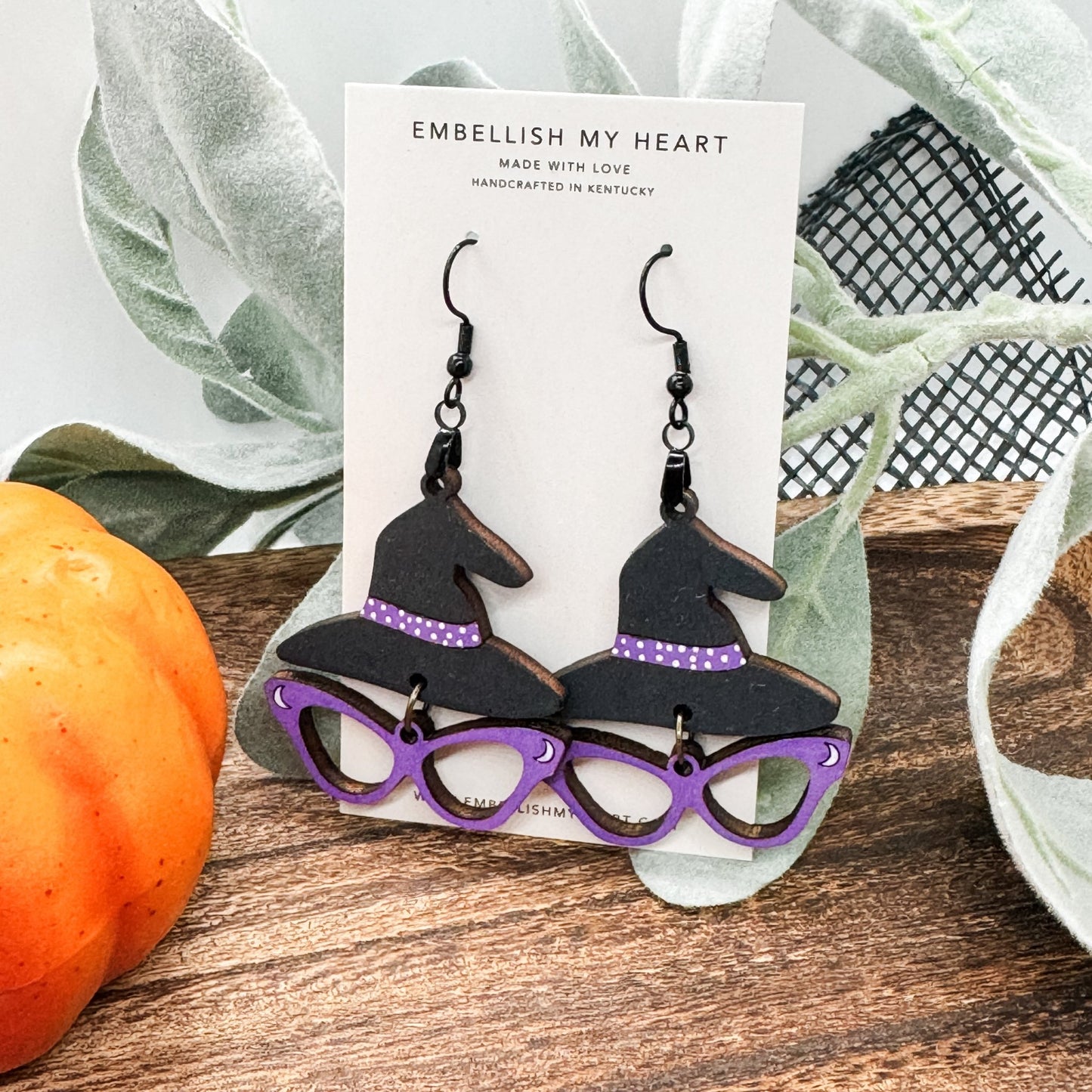 Witch Hat with glasses earrings (Medium) - Embellish My Heart