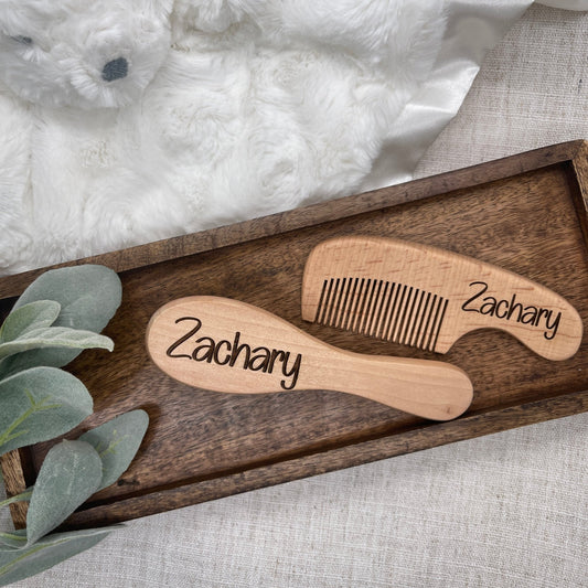 Baby Comb and Brush Set Personalized - Embellish My Heart