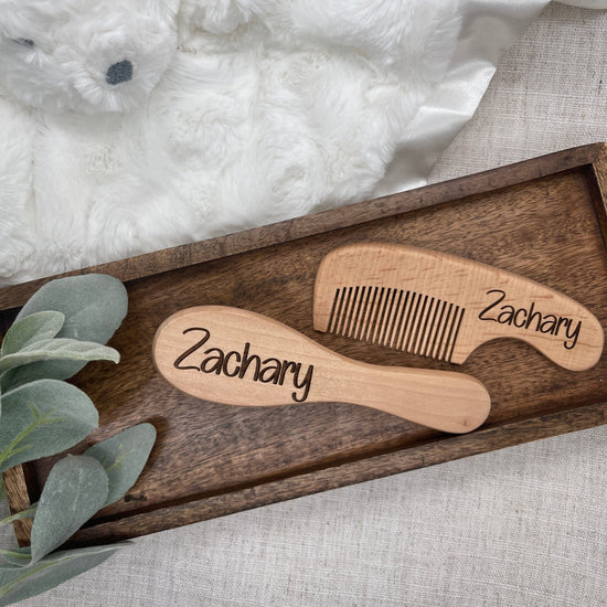 Baby Comb and Brush Set Personalized - Embellish My Heart