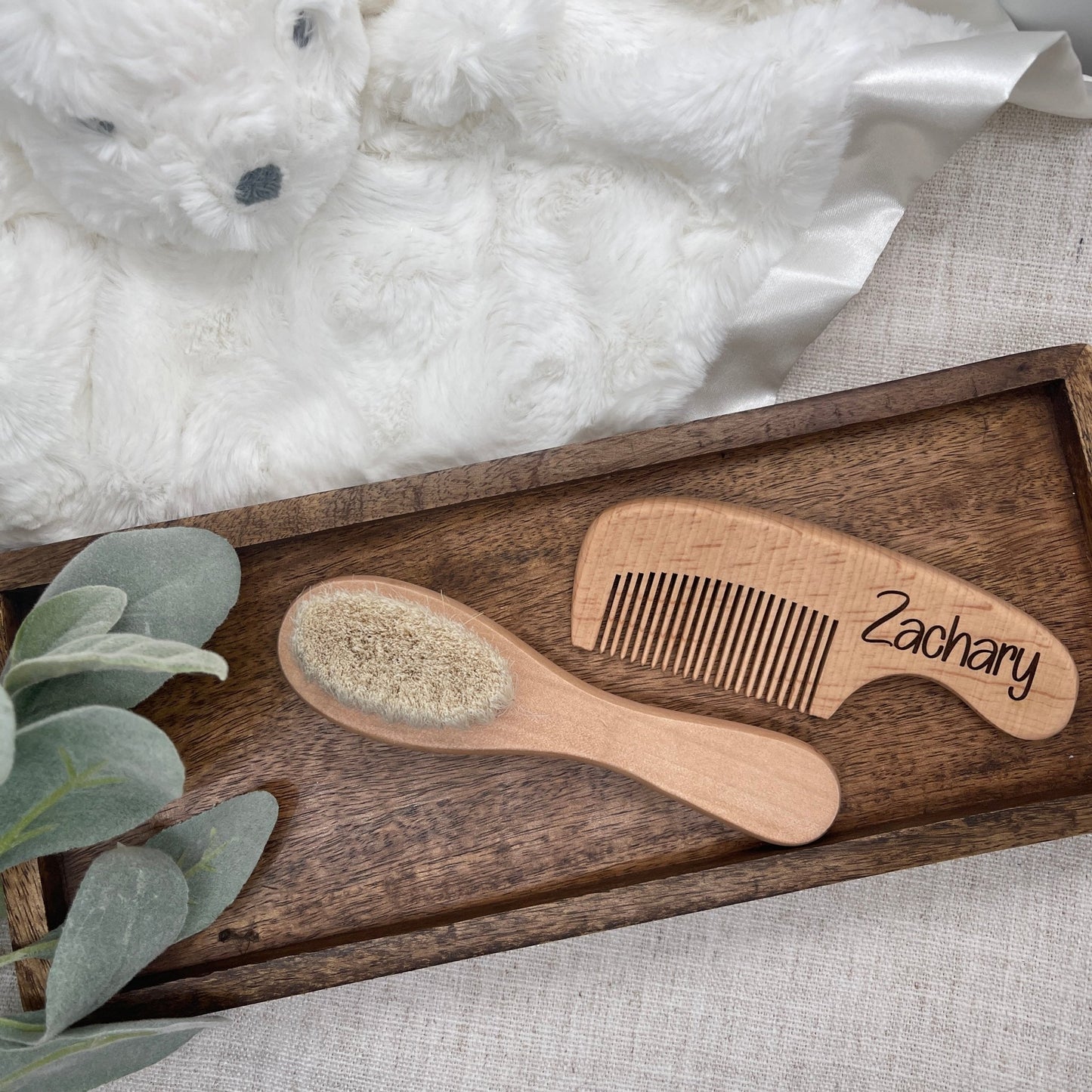 Baby Comb and Brush Set Personalized - Embellish My Heart