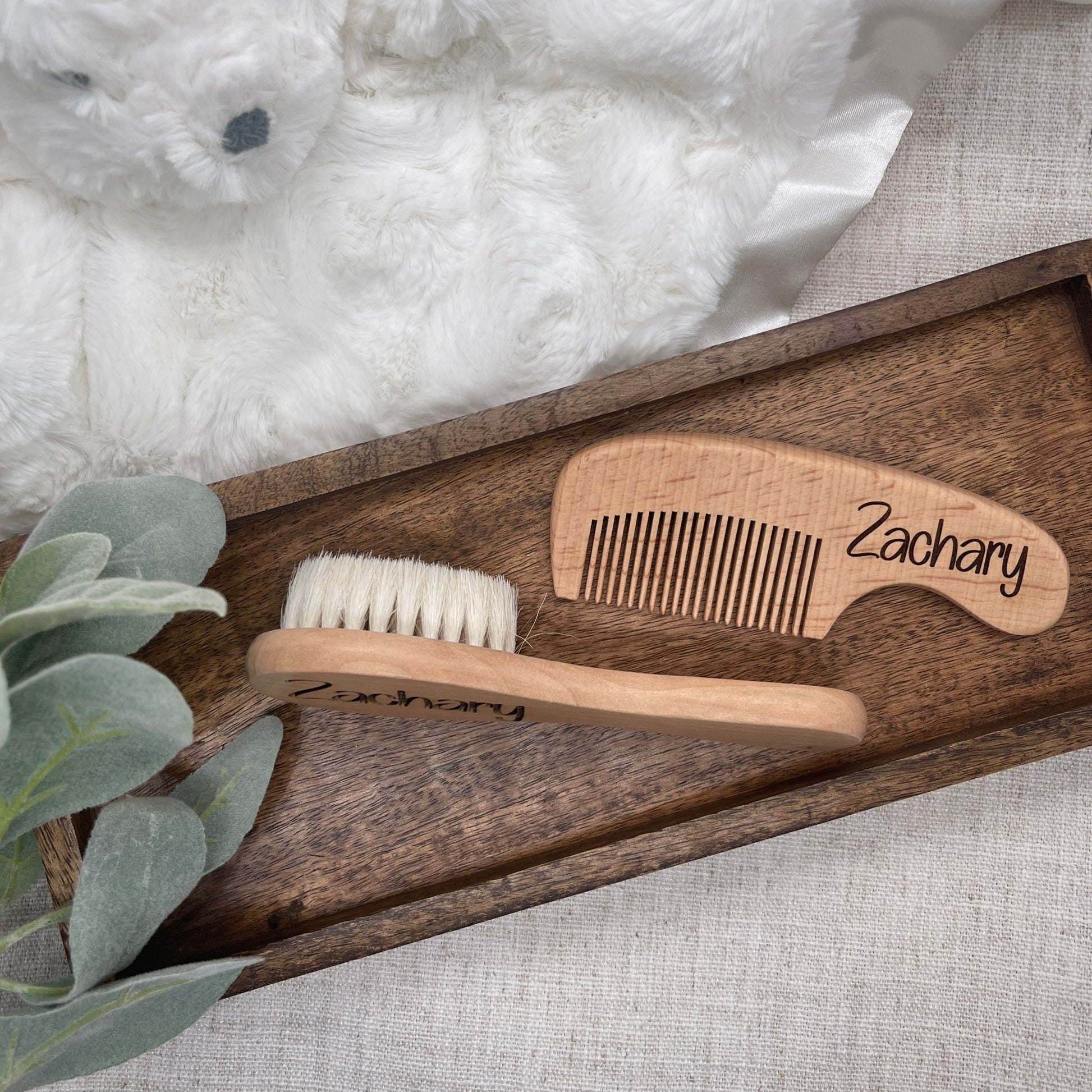 Baby Comb and Brush Set Personalized - Embellish My Heart