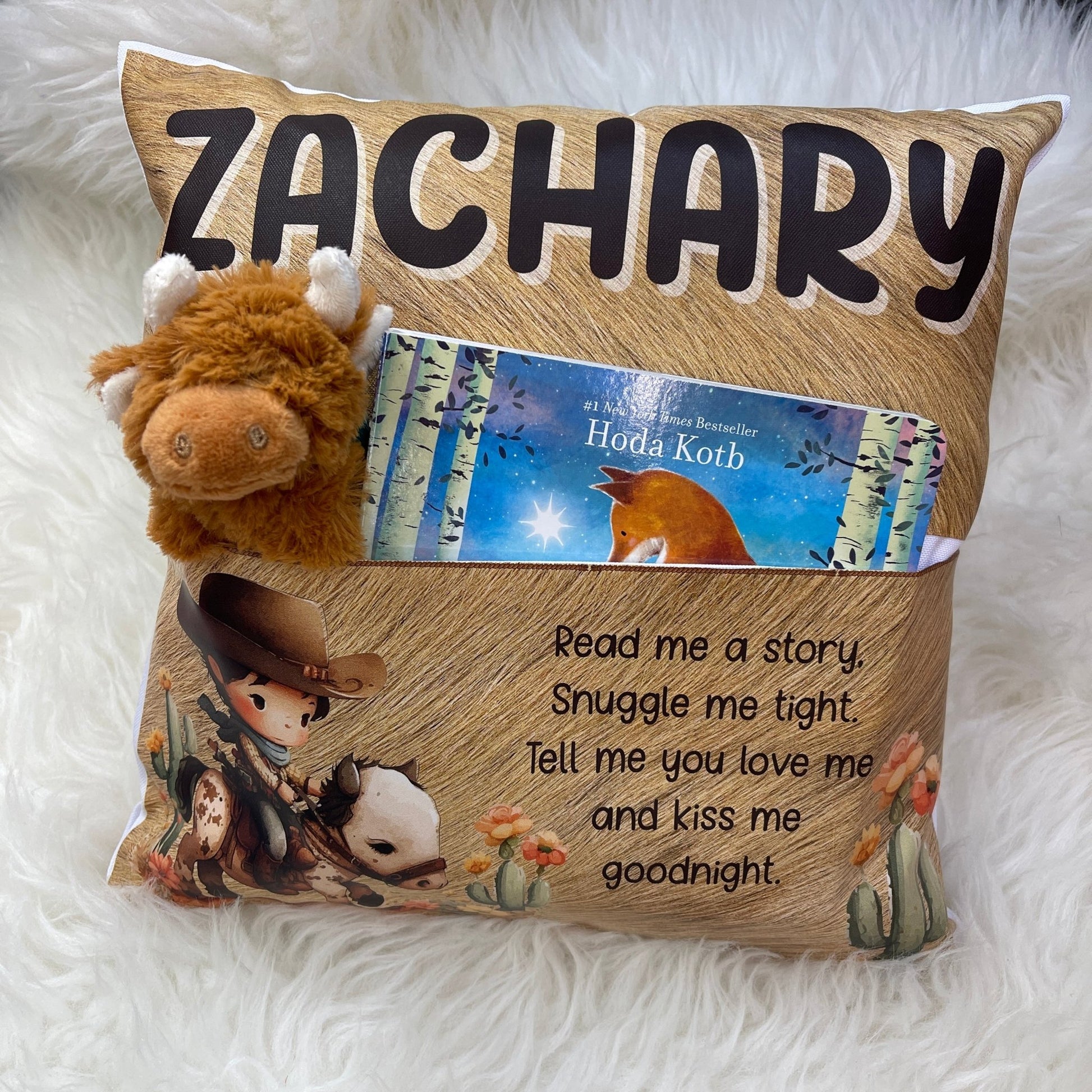 Child's Pillow with Pocket, Toddler Reading Pillow, Kids Pillow, Book Cushion for Bedtime, Gift for Boy or Girl, Birthday Present - Embellish My Heart