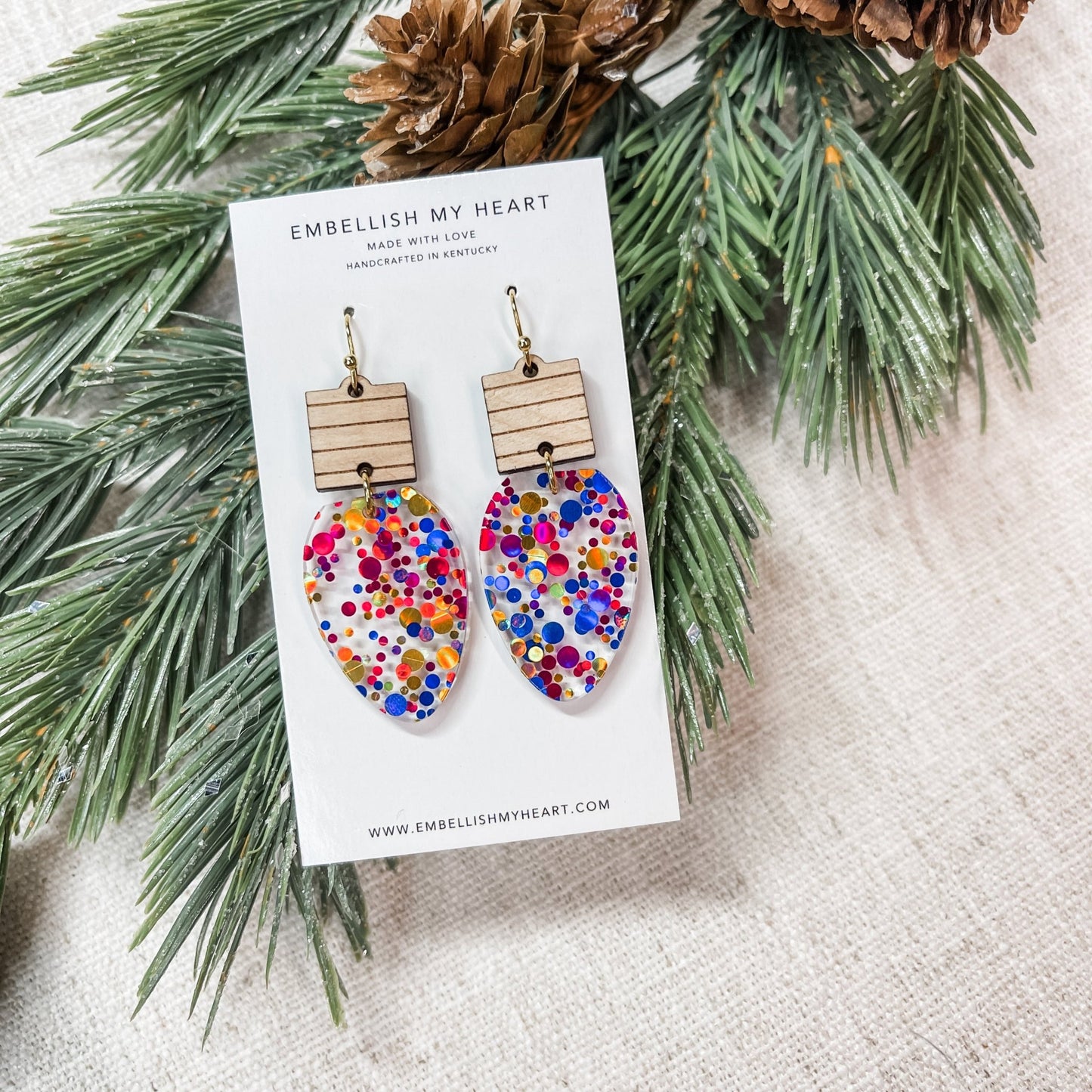 Christmas Light Bulb dangle earrings - Embellish My Heart