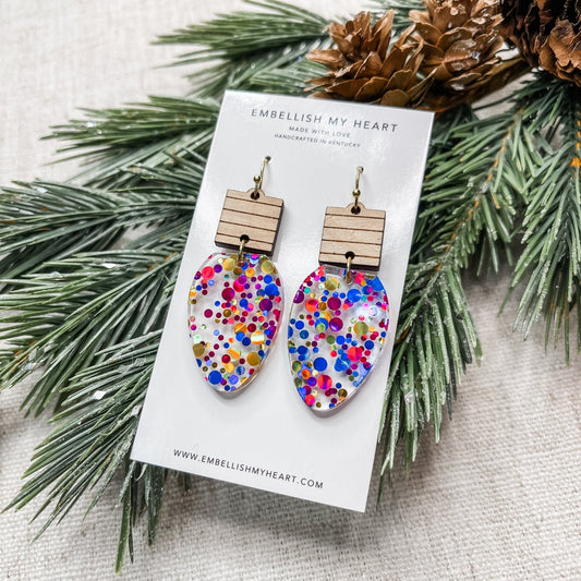 Christmas Light Bulb dangle earrings - Embellish My Heart