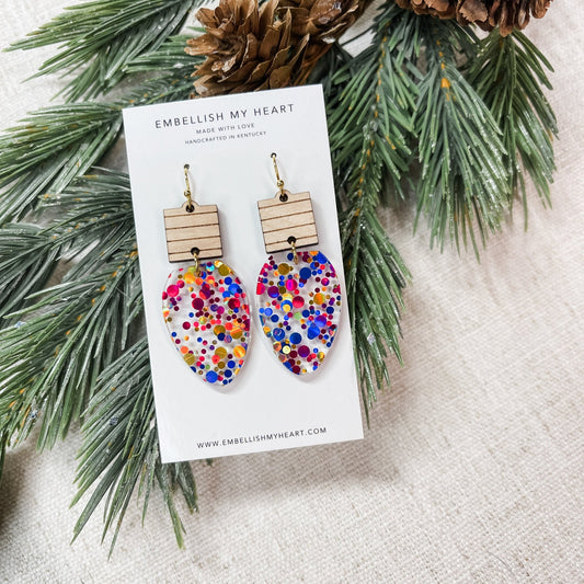 Christmas Light Bulb dangle earrings - Embellish My Heart