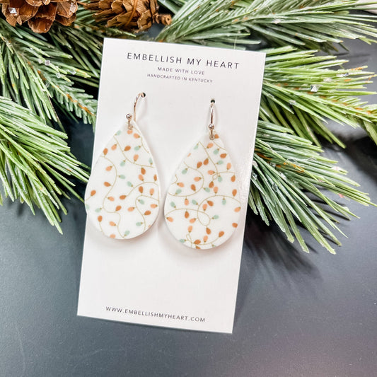 Christmas Lights Teardrop Acrylic Dangle Earrings - Embellish My Heart