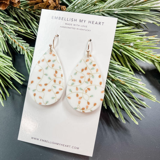 Christmas Lights Teardrop Acrylic Dangle Earrings - Embellish My Heart