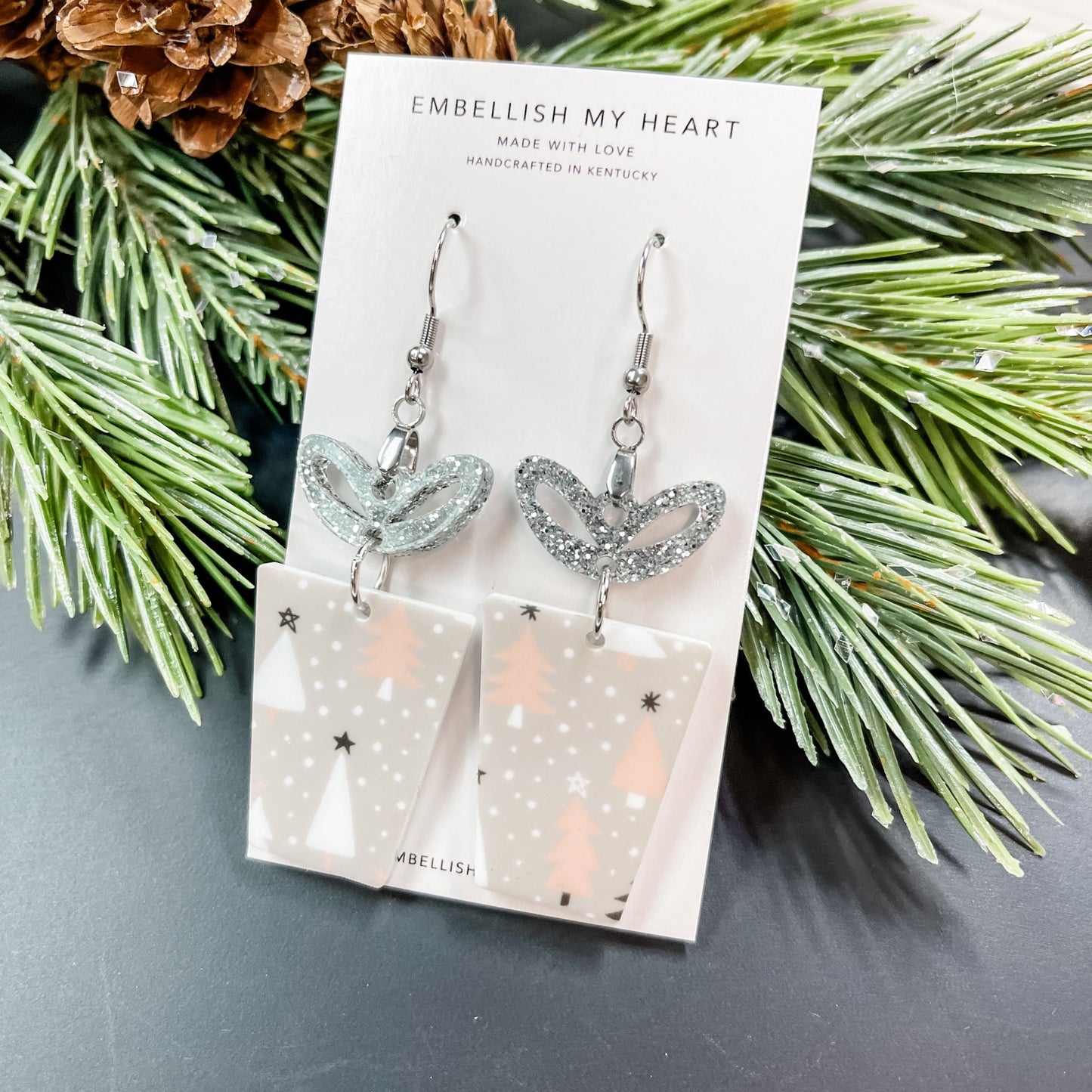 Christmas Present Bow Acrylic Dangle Earrings - Embellish My Heart