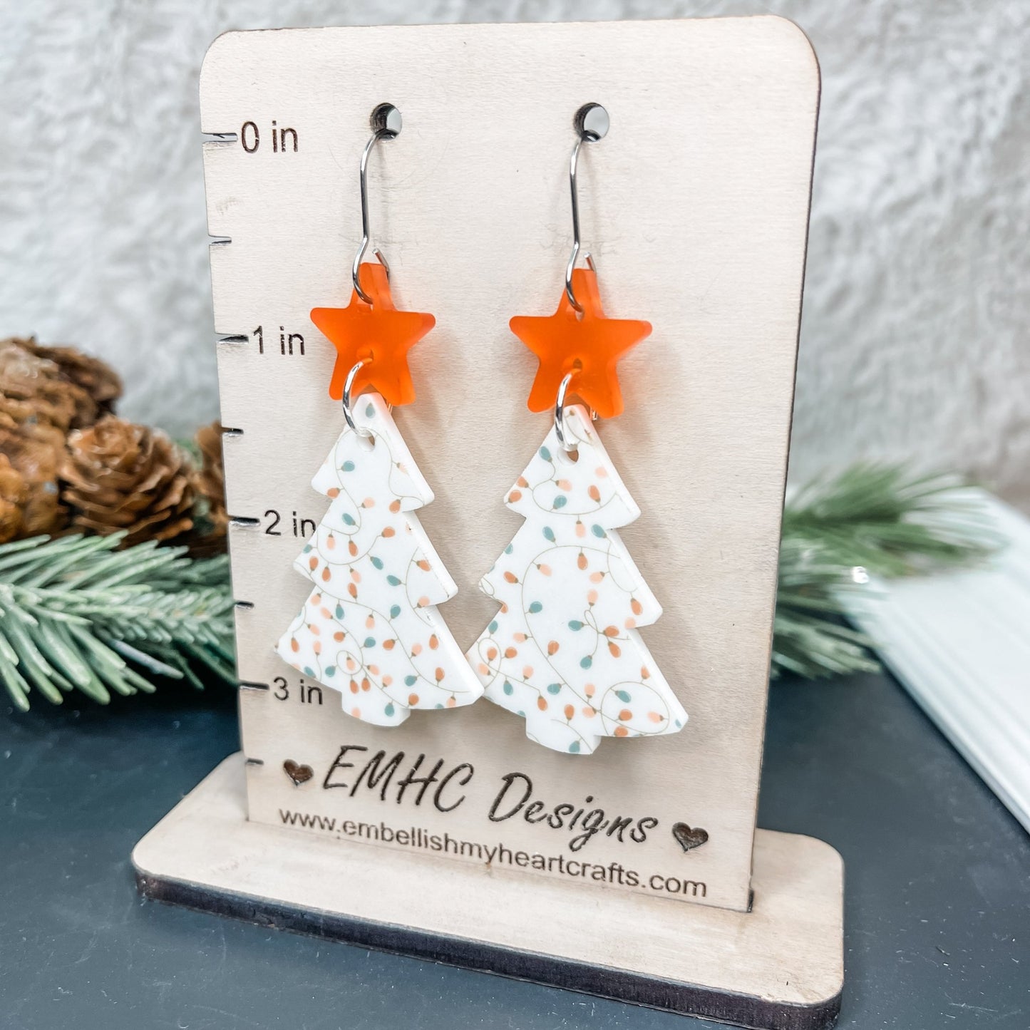 Christmas Tree Acrylic Dangle Earrings - Embellish My Heart